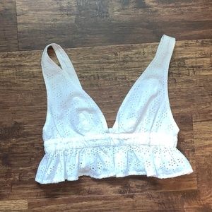 Ruffle Eyelet Crop Top